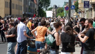 Protest gegen Naziaufmarsch in Dresden